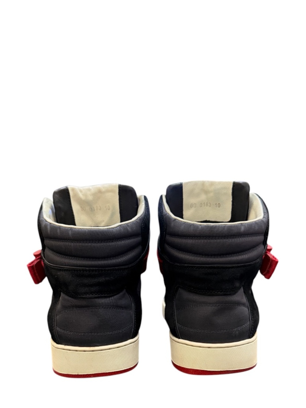 LOUIS VUITTON - BLACK RED GRAY WHITE NYLON SUEDE “SLIPSTREAM” HIGH TOP SNEAKERS - Picture 3 of 15